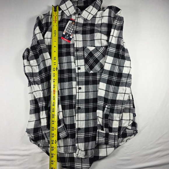 GAP Women's Relaxed Fit Flannel‎ Shirt Black White Plaid X-Small NWT - Picture 4 of 9